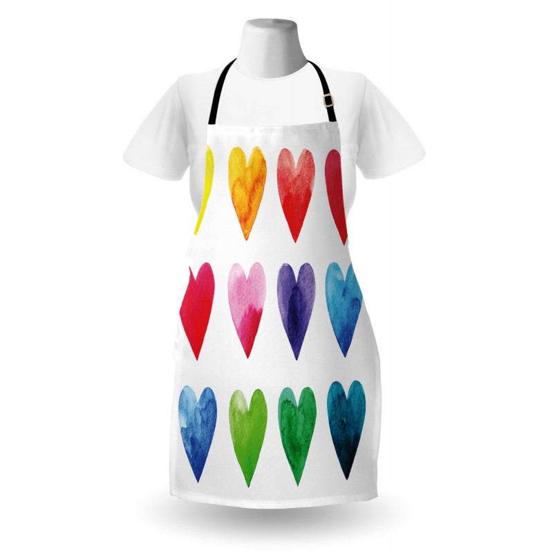 Rainbow Colors Hearts Apron