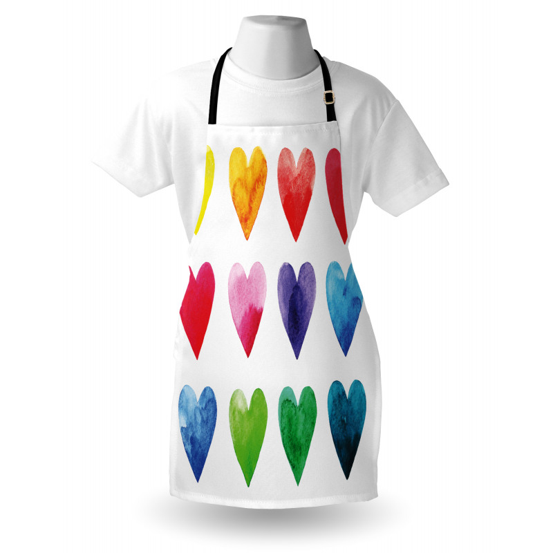 Rainbow Colors Hearts Apron