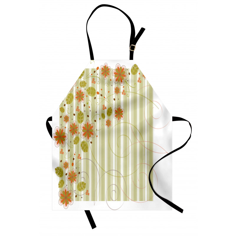 Retro Swirled Flowers Apron