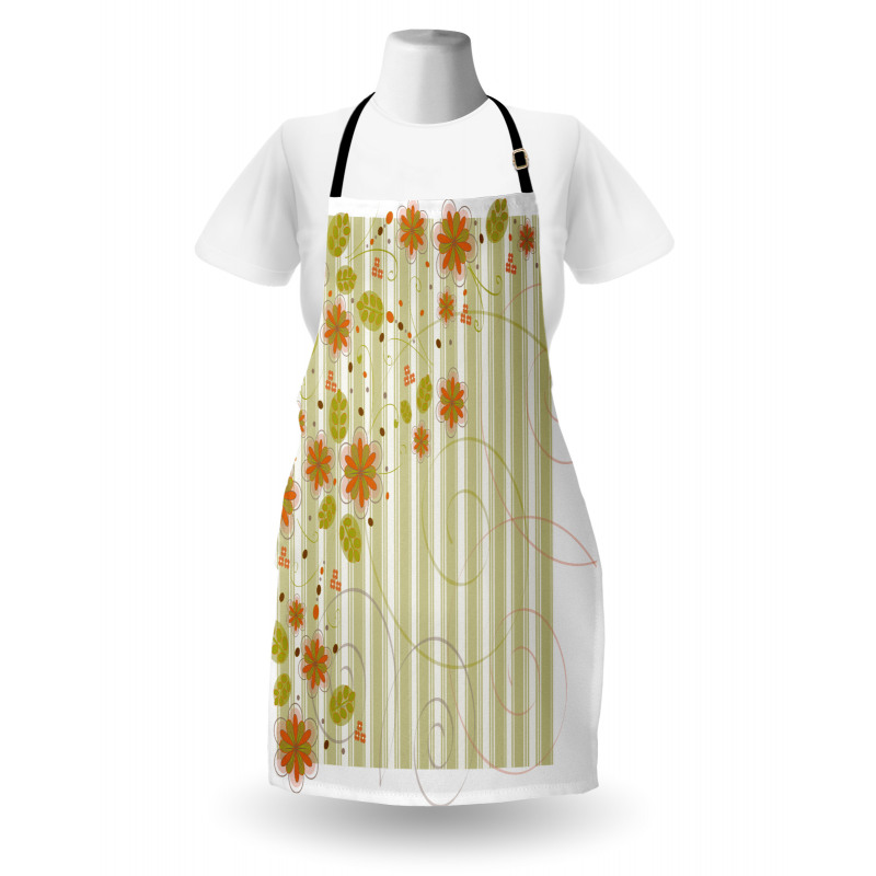 Retro Swirled Flowers Apron