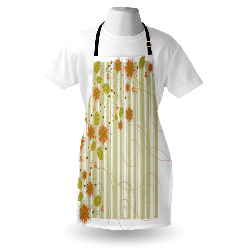 Retro Swirled Flowers Apron