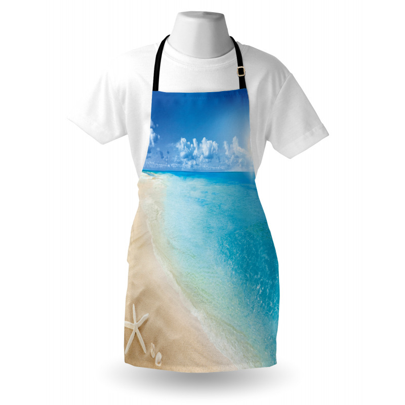 Manzara Mutfak Önlüğü Kumsaldaki Denizyıldızı