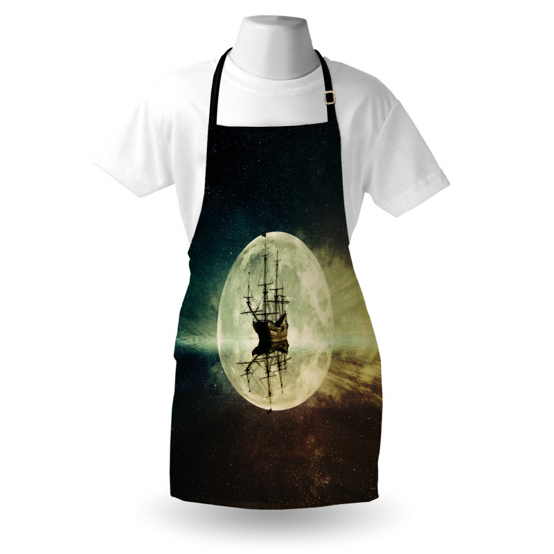 Old Ship Sea Moonlight Apron