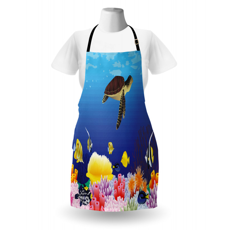 Deep Sealife Fish Moss Apron