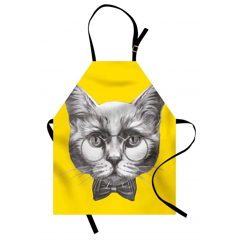 Cat Glasses Bow Tie Apron