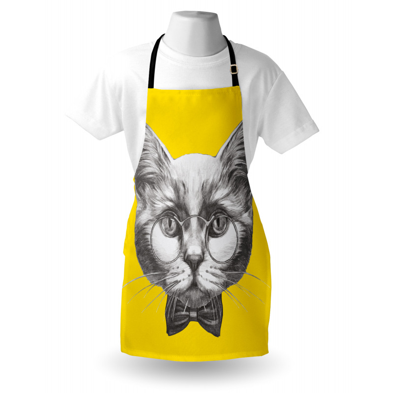 Cat Glasses Bow Tie Apron