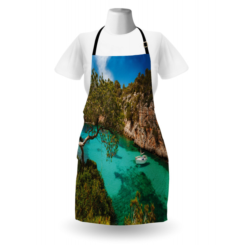 Yacht on Sea Scenic View Apron