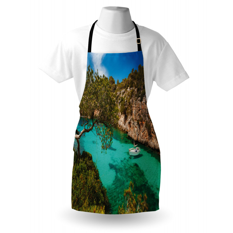 Yacht on Sea Scenic View Apron