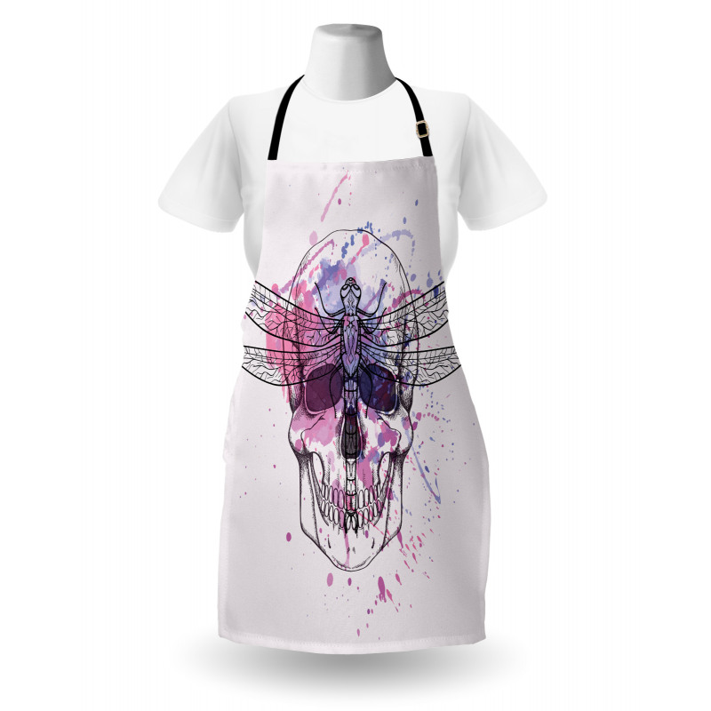 Skull Dragonfly Grunge Apron