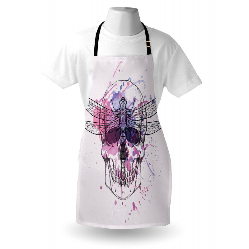 Skull Dragonfly Grunge Apron