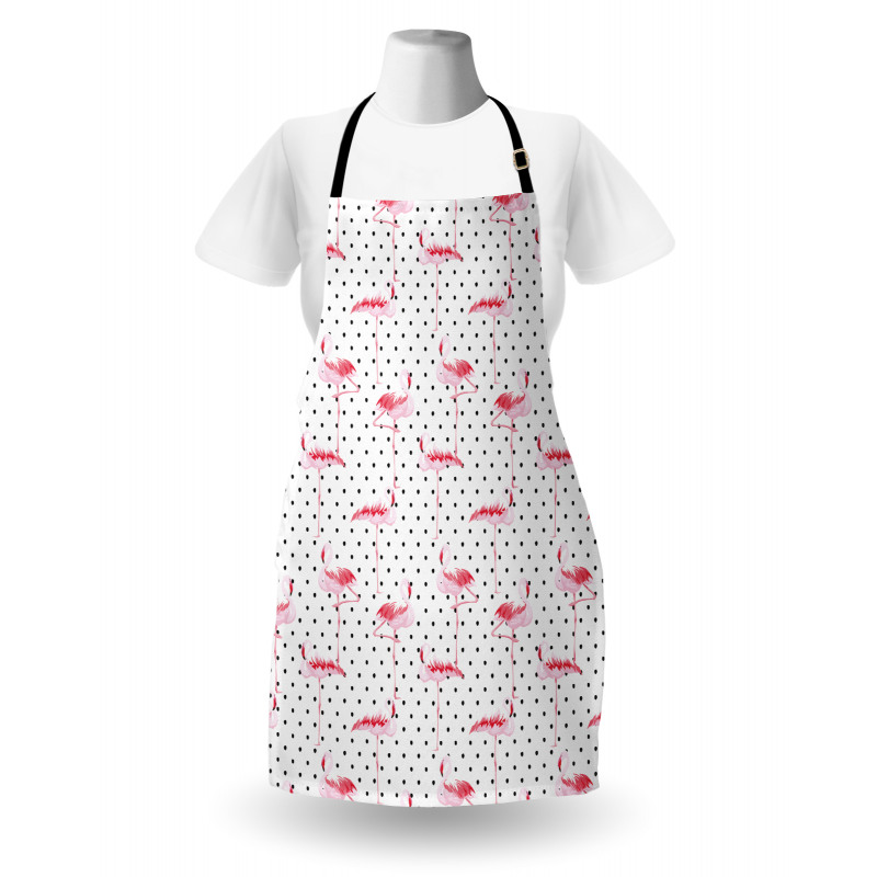 Flamingo Birds Polka Dots Apron