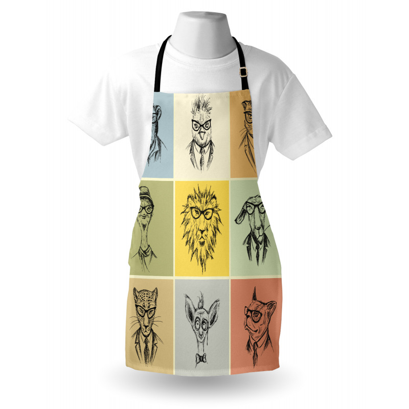 Hipster Monkey Camel Cat Apron