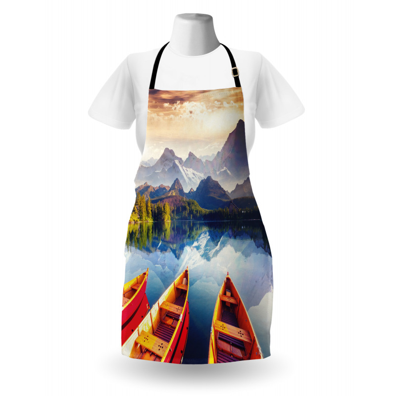 Mountains Shore Boats Apron