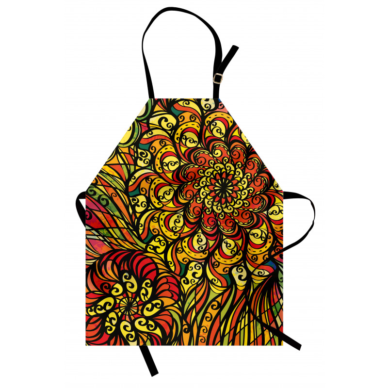 Abstract Curly Floral Apron