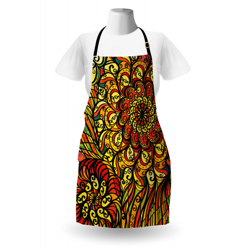 Abstract Curly Floral Apron