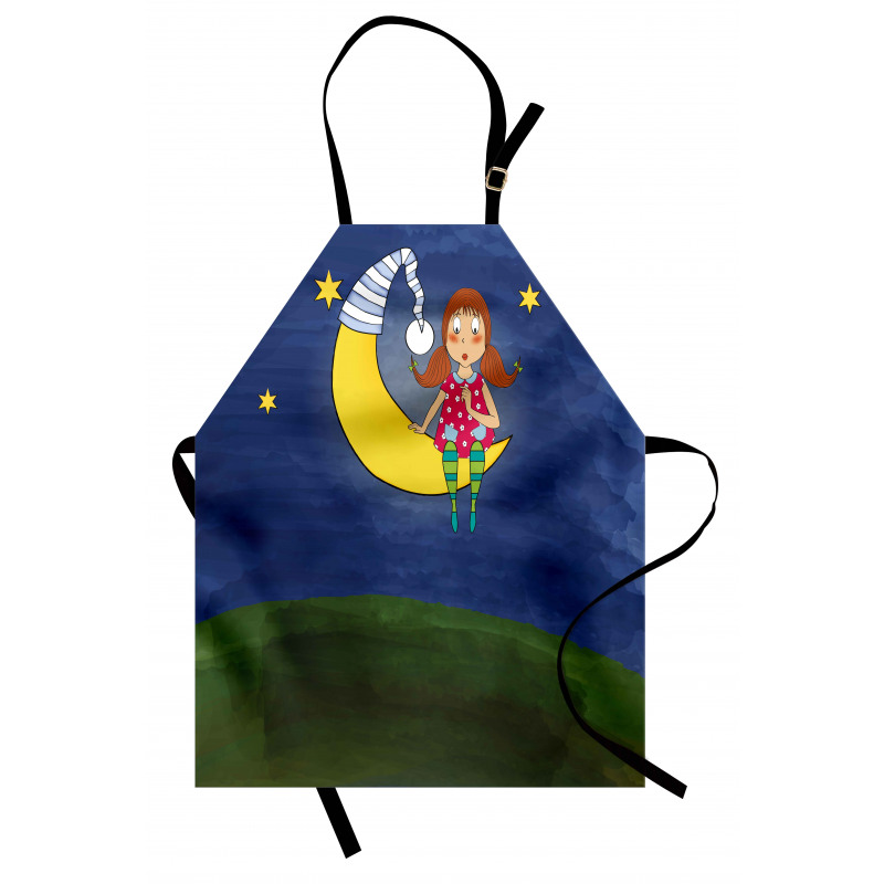 Girl on Moon Words Artwork Apron