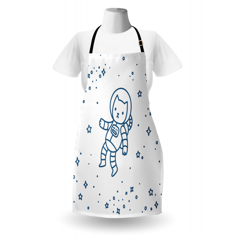 Uzay Mutfak Önlüğü Çocuksu Astronot Çizimi