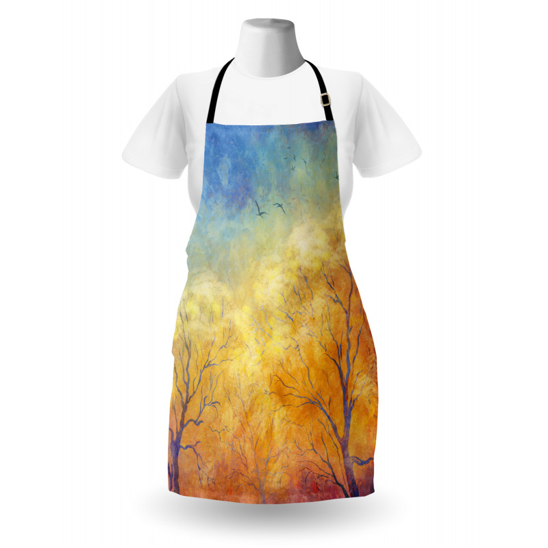 Autumn Trees Gulls Sky Apron