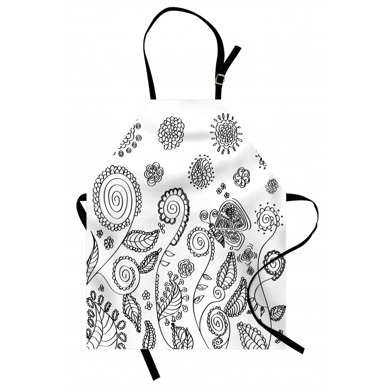 Doodle Swirled Flowers Apron