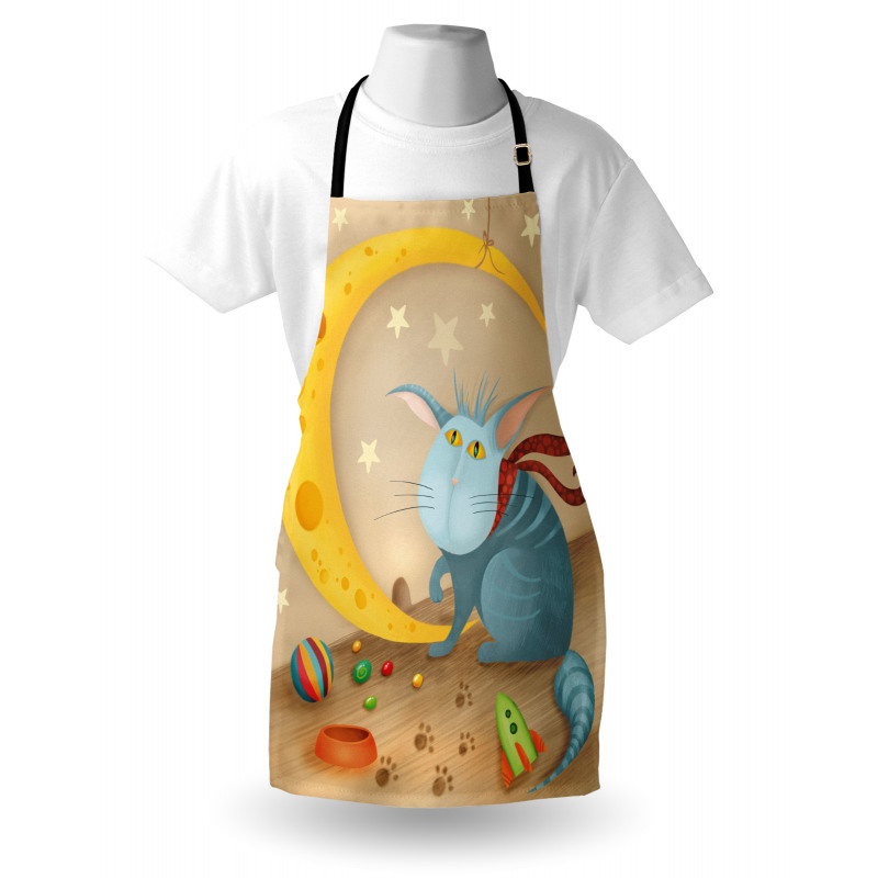 Cat Mouse Crescent Moon Apron