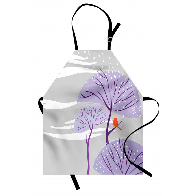 Purple Trees Snow Bird Apron