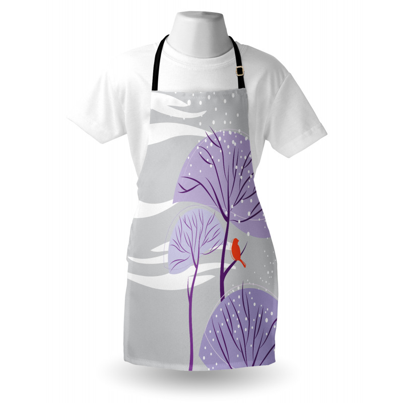 Purple Trees Snow Bird Apron