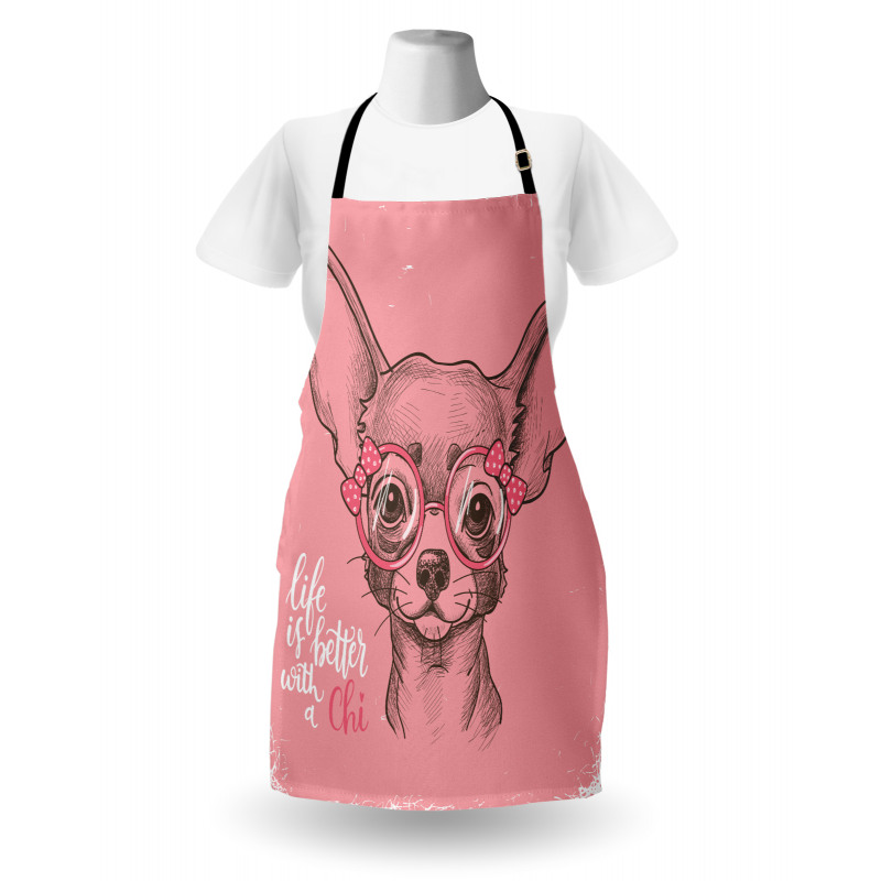 Girl Chihuahua Sketch Words Apron