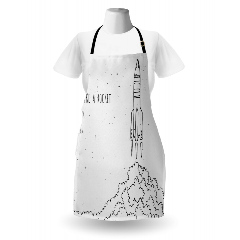 Soyut Mutfak Önlüğü Uzay Roketi Desenli