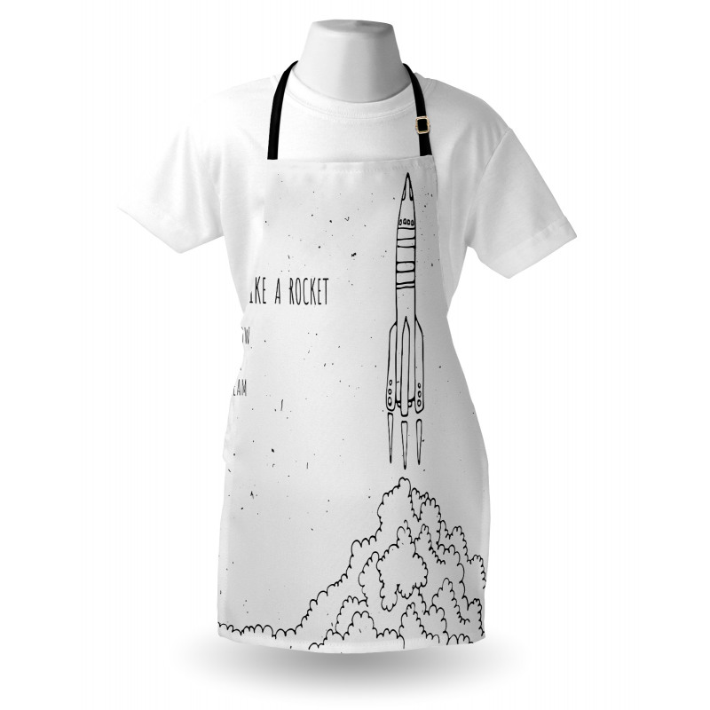 Soyut Mutfak Önlüğü Uzay Roketi Desenli