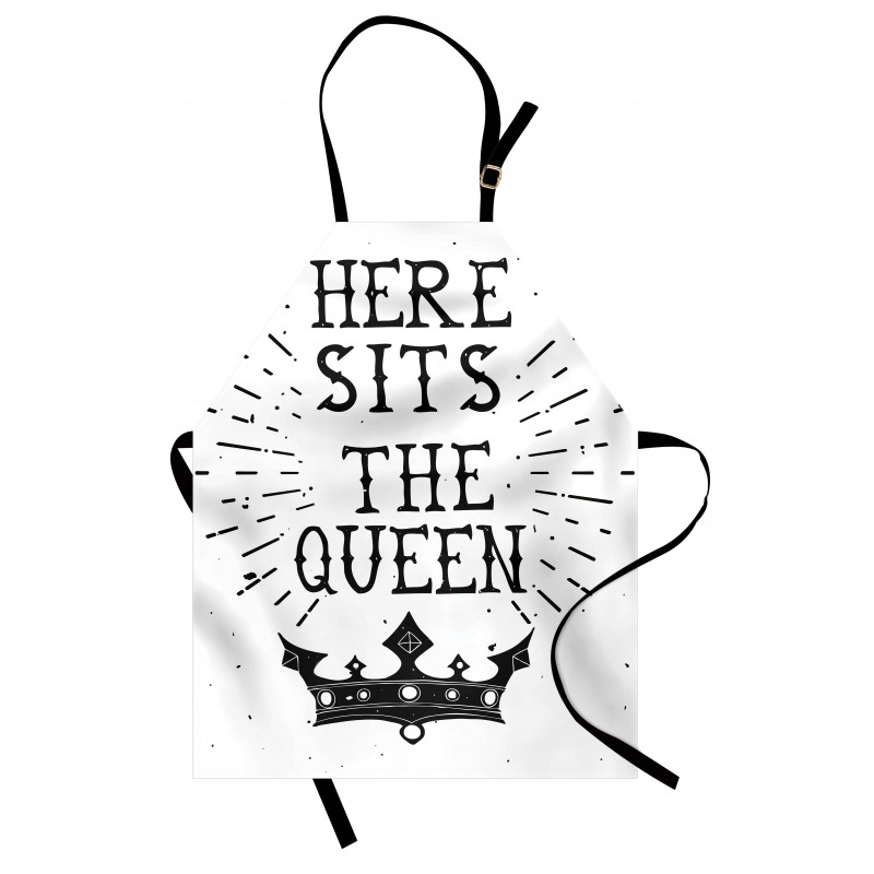İngilizce Yazı Mutfak Önlüğü Kraliçe Tacı Desenli