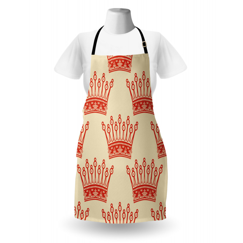 Vintage Red Crown Pattern Apron