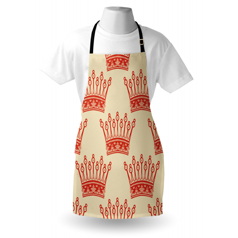 Vintage Red Crown Pattern Apron