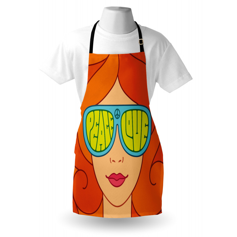 Red Hair Girl Love Peace Apron