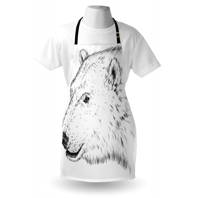 Polar Bear Face Sketchy Apron