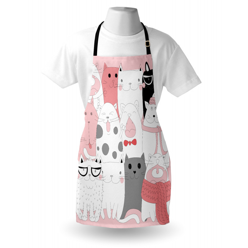 Funny Kittens Humor Doodle Apron