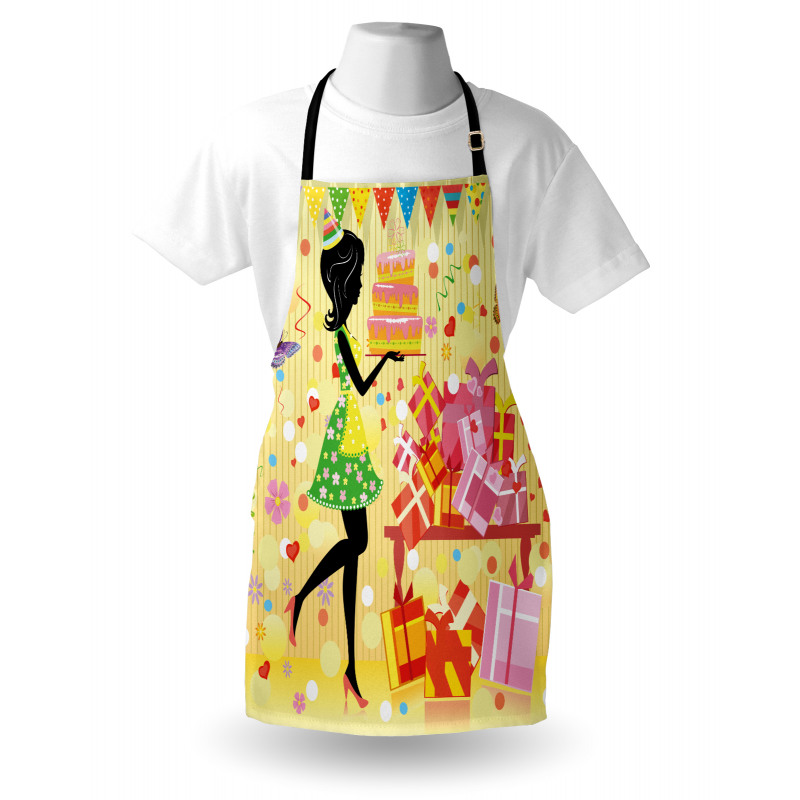 Woman with Birthday Cake Apron