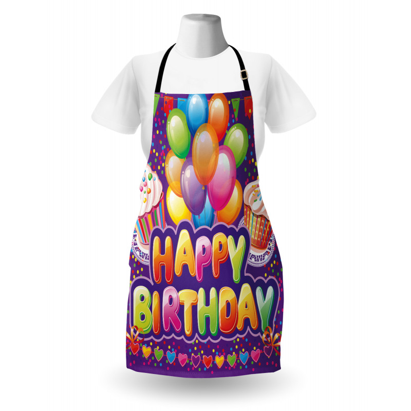 Cupcake Hearts Balloons Apron