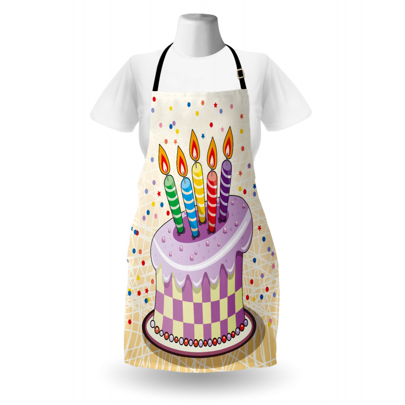 Doğum Günü Mutfak Önlüğü Mor Pasta Desenli