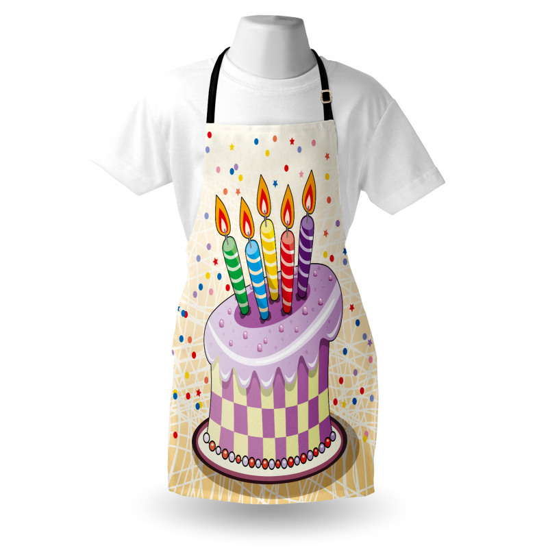 Doğum Günü Mutfak Önlüğü Mor Pasta Desenli