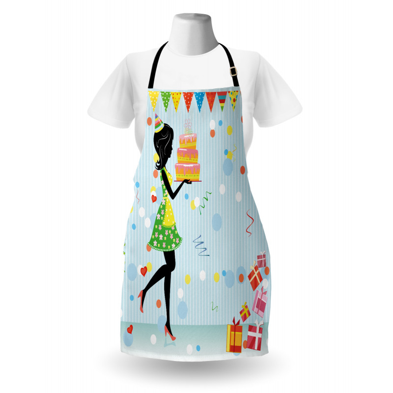 Mother with Cake Cartoon Apron