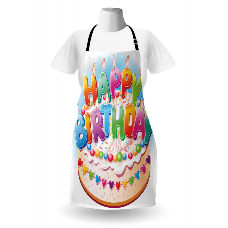 Cake Candles Hearts Apron