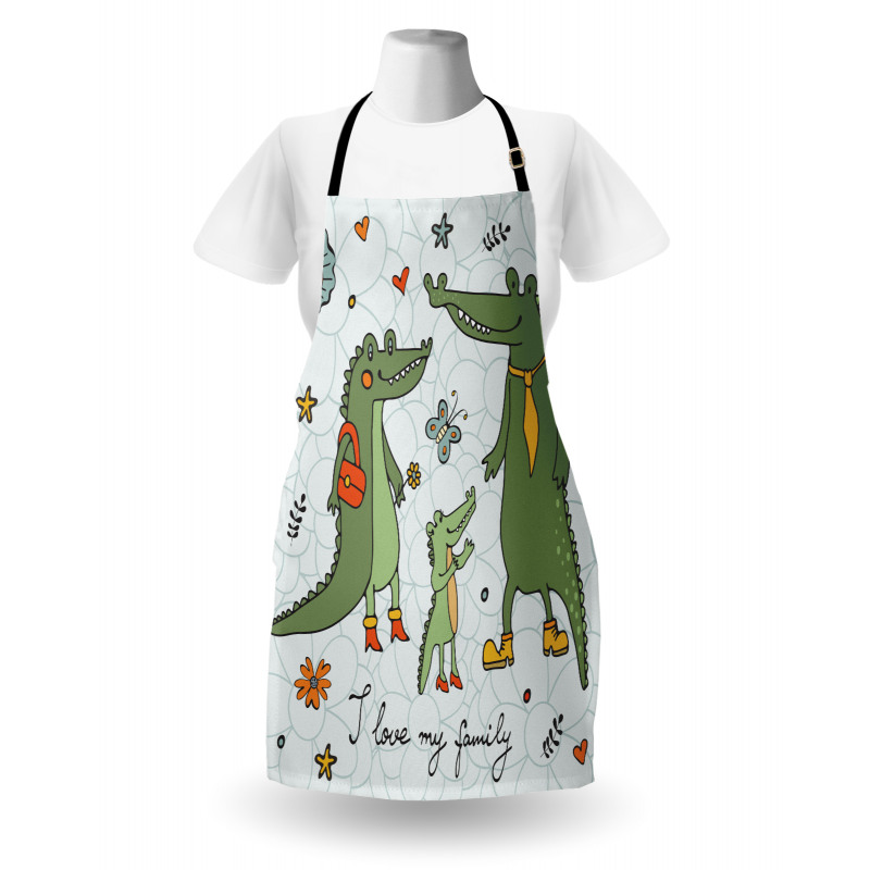 Alligator Family Cartoon Apron