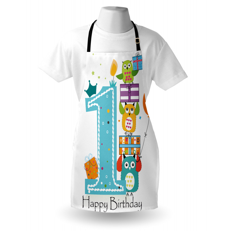 First Cake Candle Owls Apron