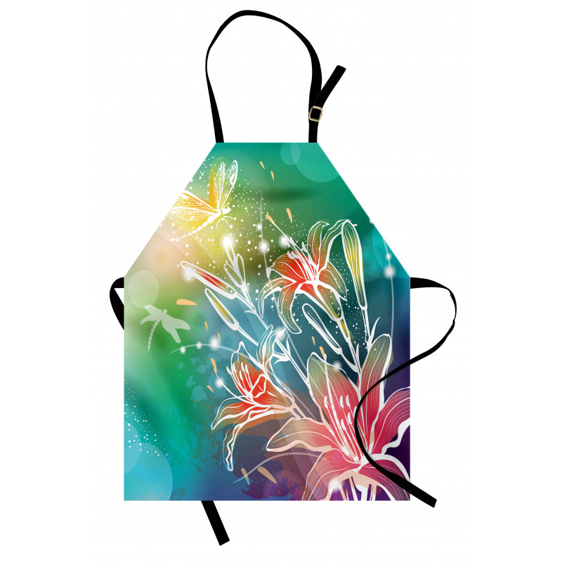 Digital Lilacs Dragonfly Apron