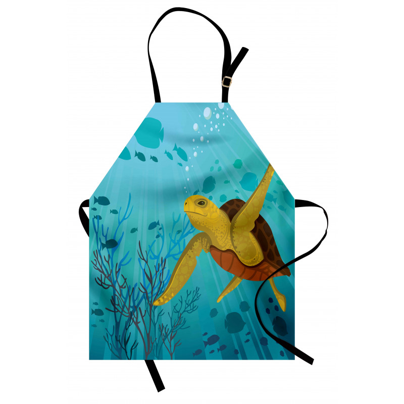 Cartoon Turtle Coral Apron