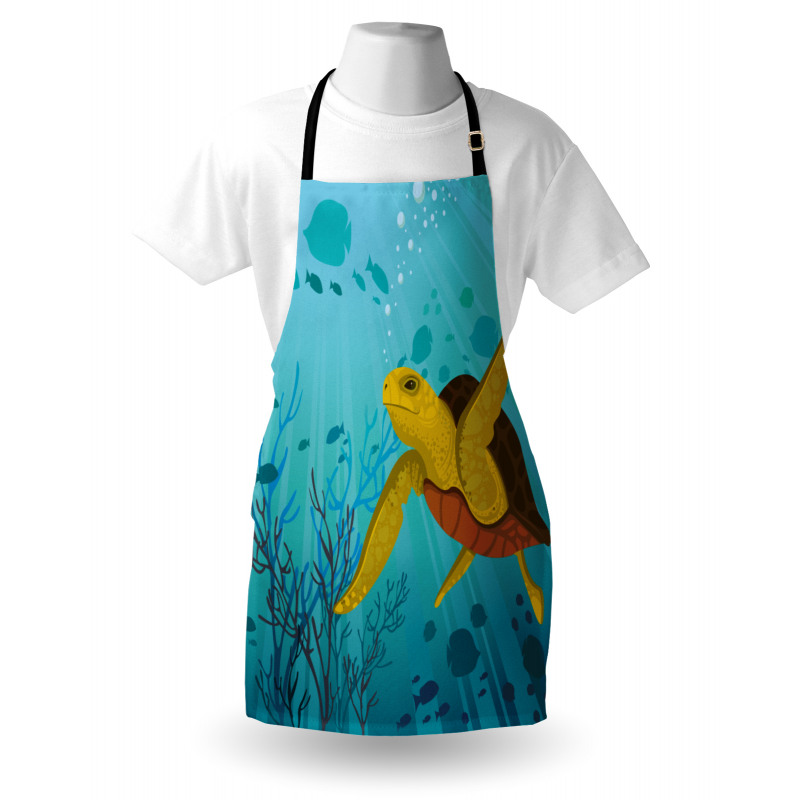 Cartoon Turtle Coral Apron