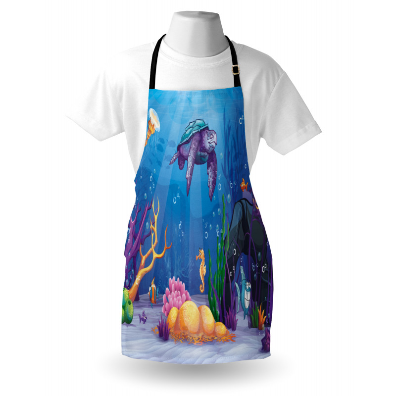 Underwater World Cartoon Apron