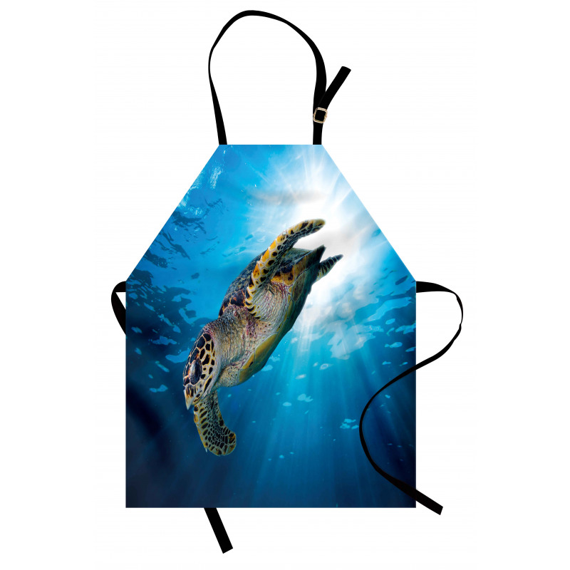 Sualtı Yaşam Mutfak Önlüğü Yüzücü Su Kaplumbağası