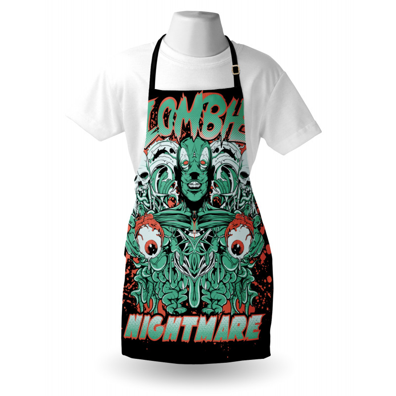 Retro Skulls Ghost Apron