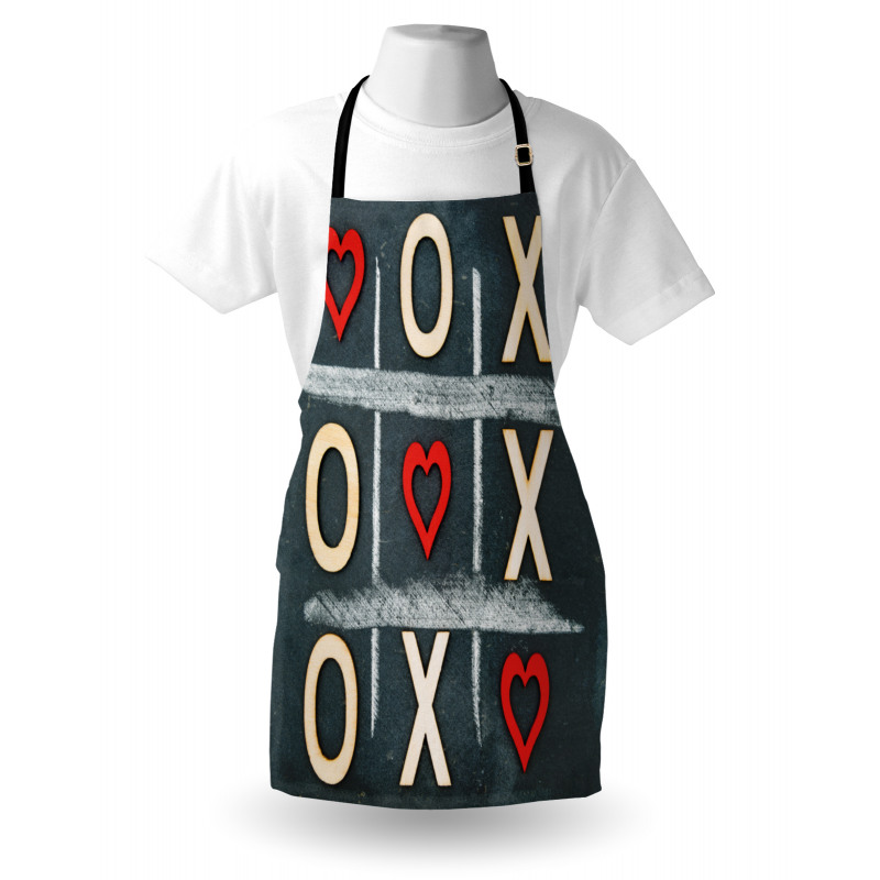 Çocuklar için Mutfak Önlüğü Kırmızı Kalpli Xox